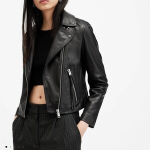 All Saints Dalby Slim Fit Leather Biker Jacket